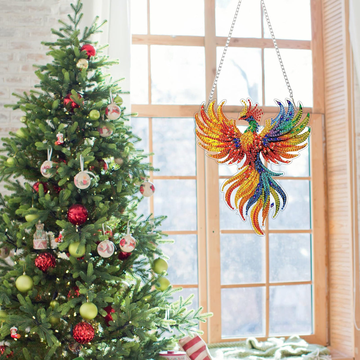 Phoenix Diamond Art Hanging Kits for Adults, Diamond Painting Pendant Kits, DIY Acrylic 5D Special Shaped Crystal Diamonds Gem Art Painting Ornament for Home Wall Decor Gift 8x8 Inch Genius maker