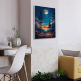 ATDMS Paint by Number for Adult Beginner - DIY Landscape Moon Forest with Frame and Easel for Wall Hanging Home Room Decor - 7.87x11.81 Inch ATDMS