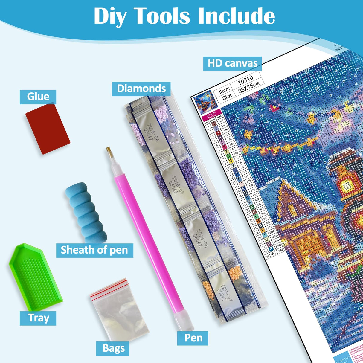 Christmas Tree Train Diamond Painting Kits for Adults, 5D Winter Diamond Art Kits for Adults Beginners, DIY Full Round Drill Diamond Dot Painting Gem Art Kits for Adult, Home Wall Decor 13.8x13.8 Inch LKHMVCA