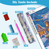 Christmas Tree Train Diamond Painting Kits for Adults, 5D Winter Diamond Art Kits for Adults Beginners, DIY Full Round Drill Diamond Dot Painting Gem Art Kits for Adult, Home Wall Decor 13.8x13.8 Inch LKHMVCA