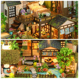 Foyucool Miniature House Kit, Tiny House Kit with Light, DIY Mini House Building Kits for Adults to Building, Unique Gift for Birthday Christmas, Bamboo Spring Courtyard Foyucool