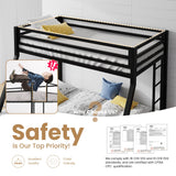 SHA CERLIN Loft Bunk Bed Twin Over Full Size with Ladder and Guardrail,Heavy Duty Metal Slats Support No Box Spring Needed Small Space Saving Furniture for Bedroom Dorm,Black SHA CERLIN