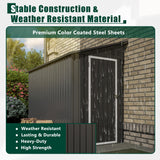 Anranni 4×8 Ft Lean to Shed with Floor, Metal Outdoor Storage Shed, 0.25mm Galvanized Steel Metal Garden Shed Waterproof with Lockable Door for Backyard, Patio, Garden, Black Anranni