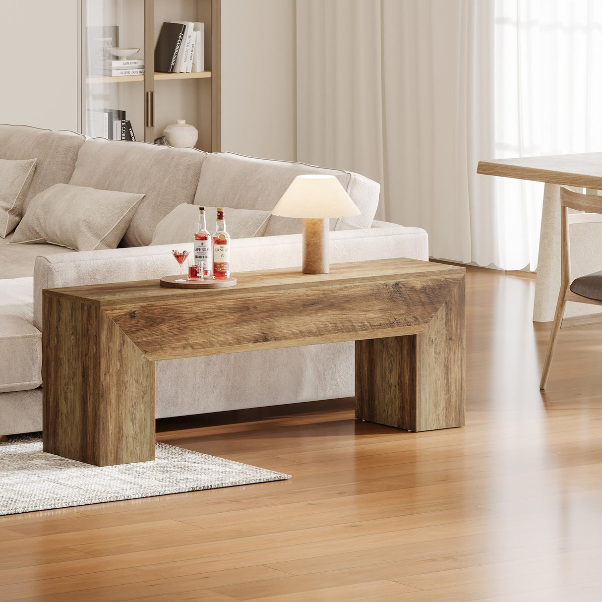 Tribesigns 47'' Wooden Entryway Bench, Farmhouse Entry Bench Seat, Indoor End of Bed Bench with Storage Capability for Living Room, Bedroom, Hallway, Easy Assembly, Oak Brown Tribesigns