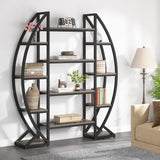 Tribesigns Industrial Elegant Oval 5-Tier Bookshelf in Grey Tribesigns