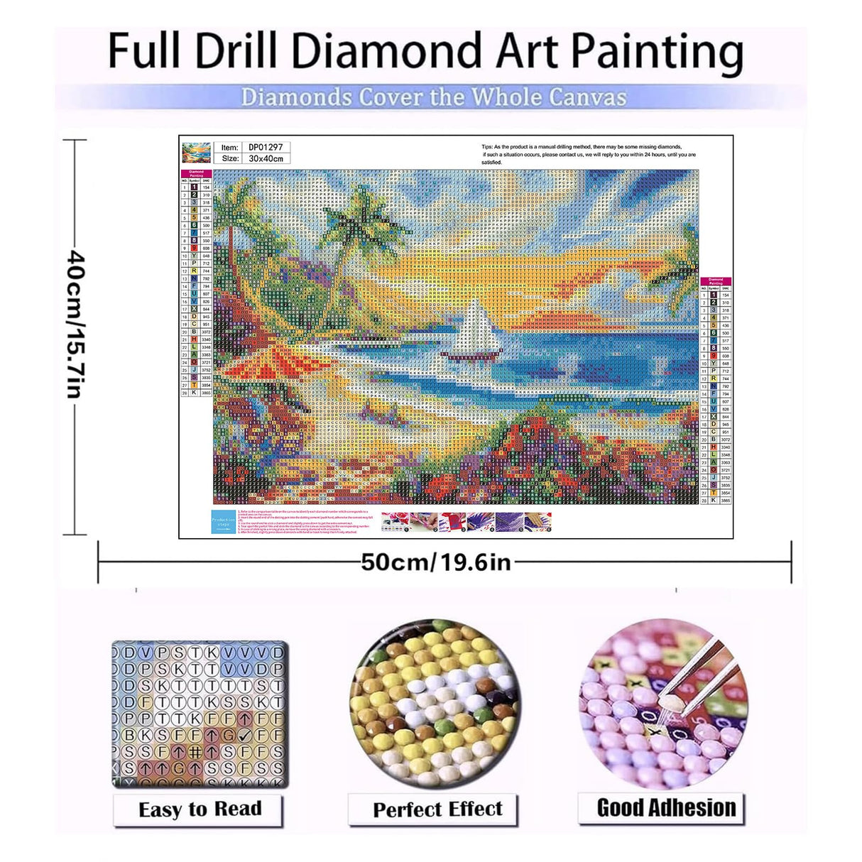 GOUOYANA Beach Diamond Art Kits for Adults, Summer Diamond Art for Beginners, DIY Full Rhinestone 5D Diamond Painting Kits (Gemstone Craft), Home Wall Decoration (12x16 inch) GOUOYANA