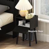 LAATOOREE Nightstand Set of 2, Small Bed Side Table with Fluted Door, End Table with Solid Wood Legs, Mid-Century Bedside Table for Bedroom Small Space LAATOOREE