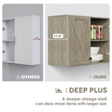 LED Laundry Wall Cabinets - Farmhouse Kitchen Wall Amount Storage Cabinets with 3 Doors and Shelves, 36inch Furnaza