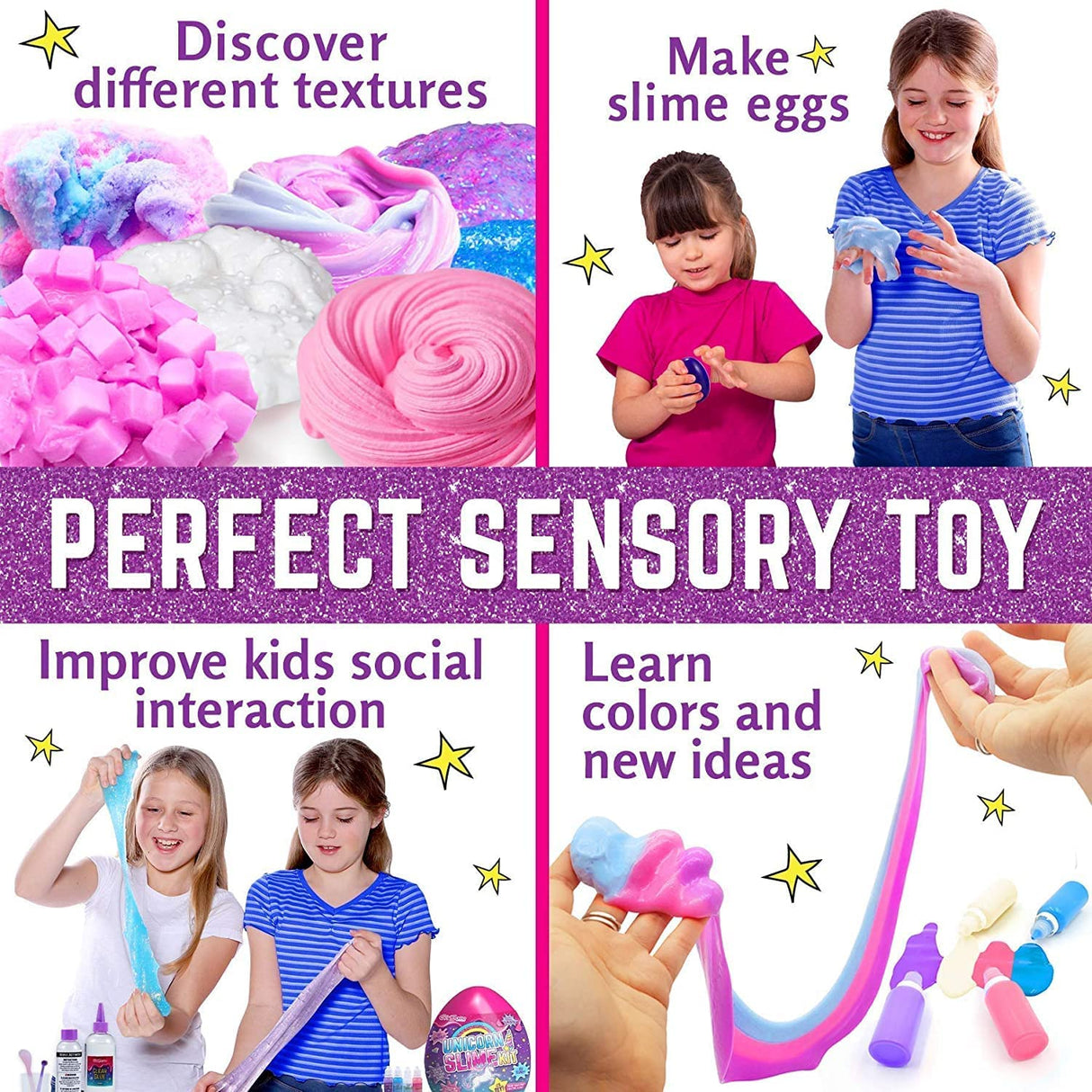 GirlZone Sparkly Unicorn Egg Surprise Slime Kit for Girls, Sensory Toys for Kids, Create Cloud Slime & Magical Unicorn Slime, Ideal Arts and Crafts Easter Gift for Kids Aged 7-12 Years Old GirlZone