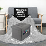Hamgtrion Ottoman Storage Ottoman Collapsible Ottoman with Storage Foot Rest Small Ottoman with Side Pocket Foot Stools for Living Room Grey L17W13H13inches Hamgtrion