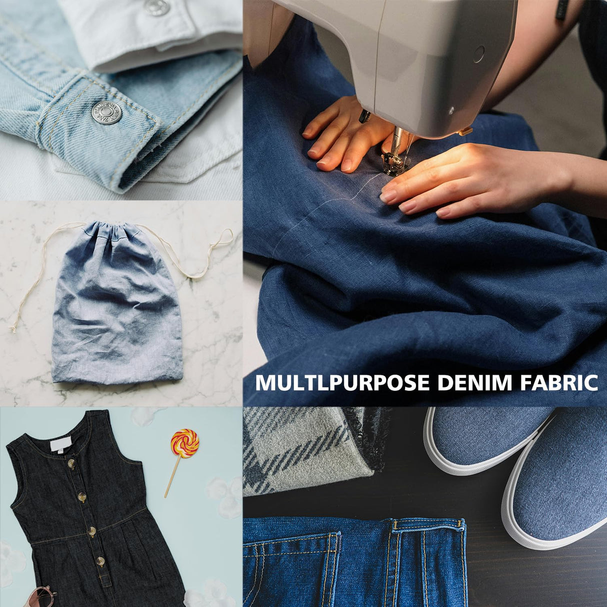 5 Yard 40 oz Sky Blue Denim Fabric for Sewing, Crafting Stylish Denim Fabric by The Yard Jean Material Sky Blue Jean Fabric (60''x180'') VoizVony