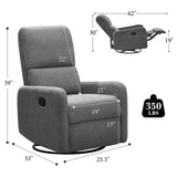 Jocisland Swivel Glider Rocking Recliner Chair for Adults, Nursery Rocker Reclining, Comfy Upholstered Single Sofa Armchair for Living Room Bedroom Nursing, Teddy Gray Jocisland