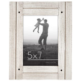 Americanflat 5x7 Picture Frame with Polished, Crystal Clear Glass - Hampton Collection - Distressed Wood Gallery Picture Frames for Tabletop and Wall Display - Aspen White Americanflat