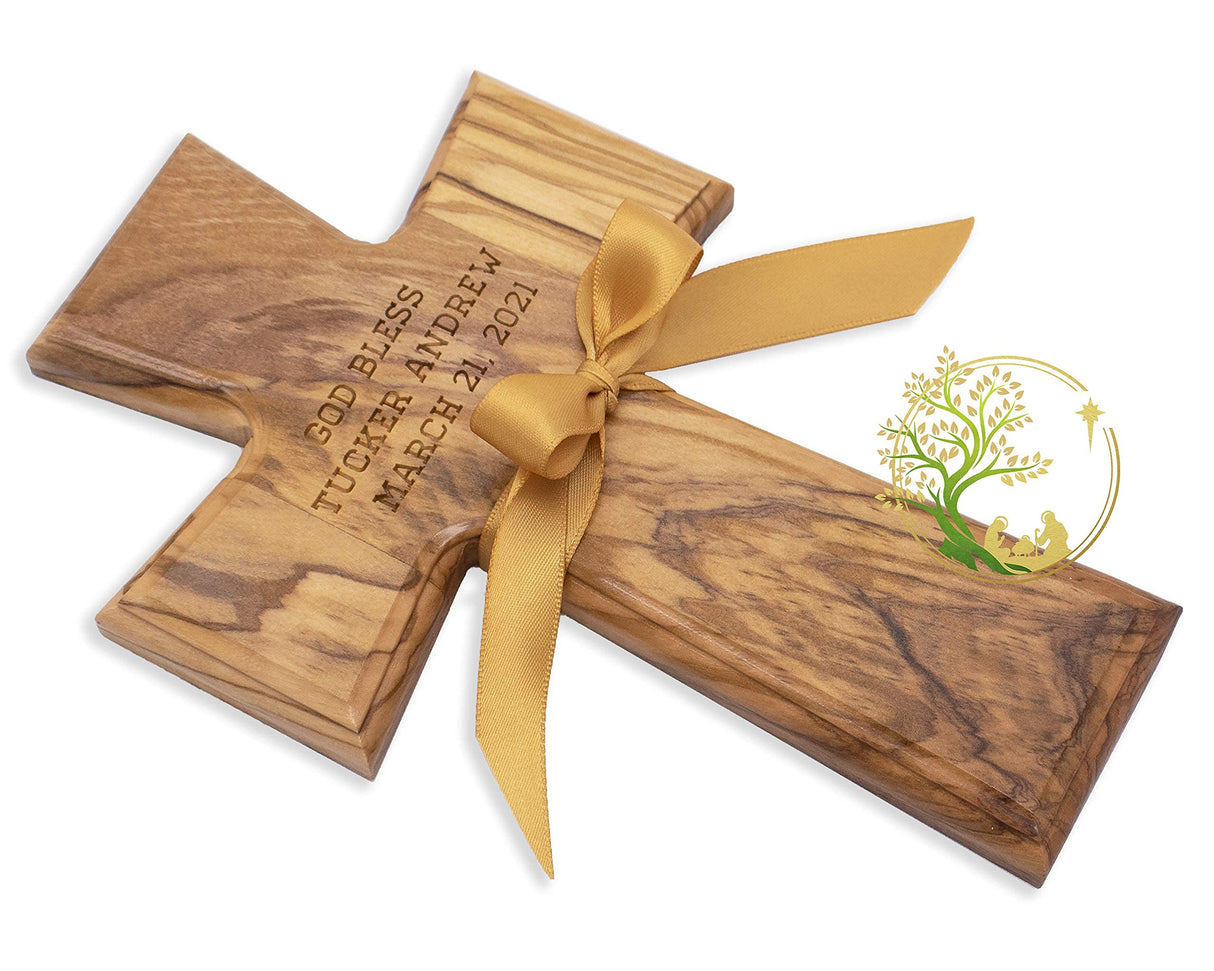 Personalized custom wall wooden cross | Holy baptism cross | Religious Confirmation Christening cross |Customized name cross Godparents gift PHLG