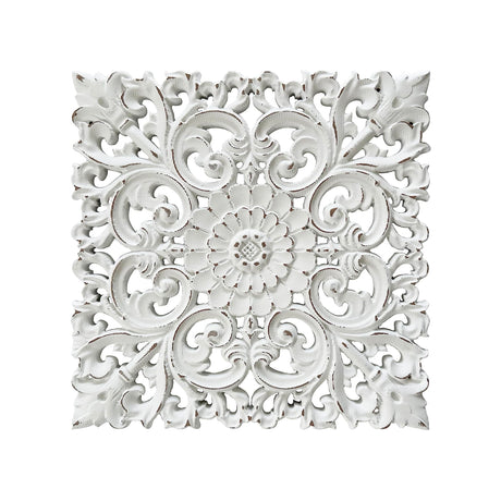 Musanpou Unique Hand Carved Wooden Wall Panels with Hanging Floral Decorations - Rustic Farmhouse Living Room and Bedroom Wall Decoration Musanpou