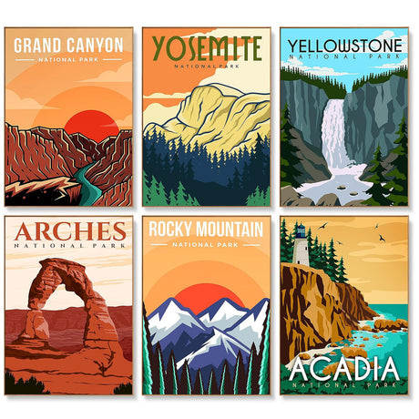 6 Pack Paint by Numbers Kit for Adults Beginners - 10x14 Inch National Park Adult Paint by Number Kits on Canvas, DIY Acrylic Oil Number Painting Kits for Adults, Perfect for Gift Home Decor Offito