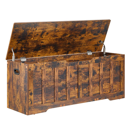 VANKILEY 47.2"Storage chest extra large,storage trunk with 2 safety Hinges,Wooden storage bench,Shoe Bench,47.2x15.7x19.1 Inch,Easy Assembly,storage bench for bedroom,living room,entryway,Rustic brown VANKILEY