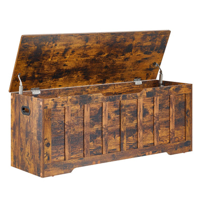 VANKILEY 47.2"Storage chest extra large,storage trunk with 2 safety Hinges,Wooden storage bench,Shoe Bench,47.2x15.7x19.1 Inch,Easy Assembly,storage bench for bedroom,living room,entryway,Rustic brown