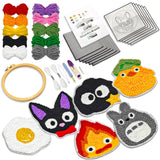 PUNICA Punch Needle Kit for Beginners, Kids & Adults Coaster Set of 6, Easy DIY Embroidery Set Starter Craft Gift with Cute Cartoon Decoration PUNICA