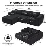 97" Boneless Couches for Living Room, Cloud Couch Sectional with Deep Seat, Comfy Couch with L-Shaped Chaise, Minimalist Upholstered Modular Sectional Sofa, No Assembly Required (Corduroy,Black) Huatean Home