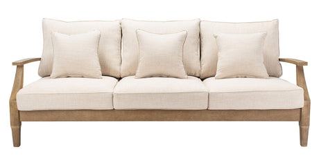 SAFAVIEH Couture Patio Martinique Natural and White Wood Outdoor Sofa, Natural/White SAFAVIEH