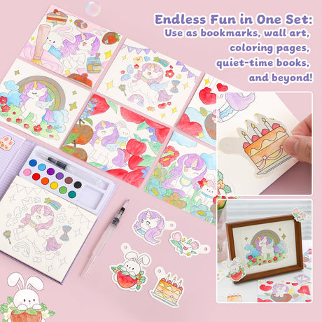 gesboole Paint with Water Coloring Books for Kids Ages 3-5, 4-8 – Cute Coloring Book for Teens,Arts and Crafts for Kids Ages 3 4 5 6 7 8+, Birthday Gift Toys for Girls Boys,Travel Toys -Unicorn gesboole