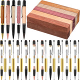 Colarr 10 Set Pen Making Kit Include 10 Woodturning Pen Kit 10 Exotic Wood Pen Blanks Twist Ballpoint Pen Kit with Refill Copper Pen Turning Supplies for DIY Pen Making Classroom Teacher Student Gift Colarr