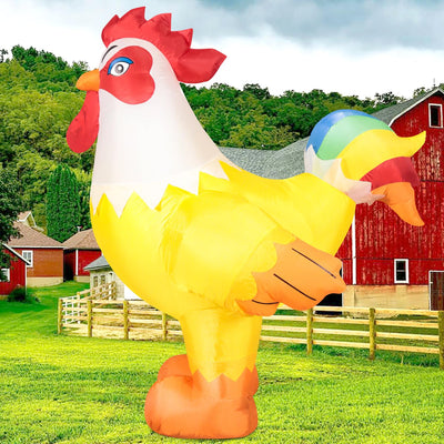 6FT Rooster Inflatables Christmas Spring, Farm Ranch Blow up Animals Cute Chicken, Decorations Outdoor Yard Built-in LED Lights Big Large Decor Party Lawn Holiday Outside