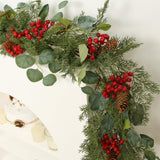 ZIFTY 6FT Christmas Garland Artificial Pine and Cypress with Red Berries Eucalyptus Leaves Pine Cone Perfect for Indoor and Outdoor Holiday Decorations ZIFTY