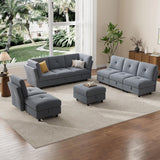 143" Modular Sectional Sofa with Storage - U Shaped Convertible Couch for Living Room, Deep Seat Cloud Couch with Ottoman, Modern L-Shaped Sofa Bed Alternative, Black SLEKVERSA