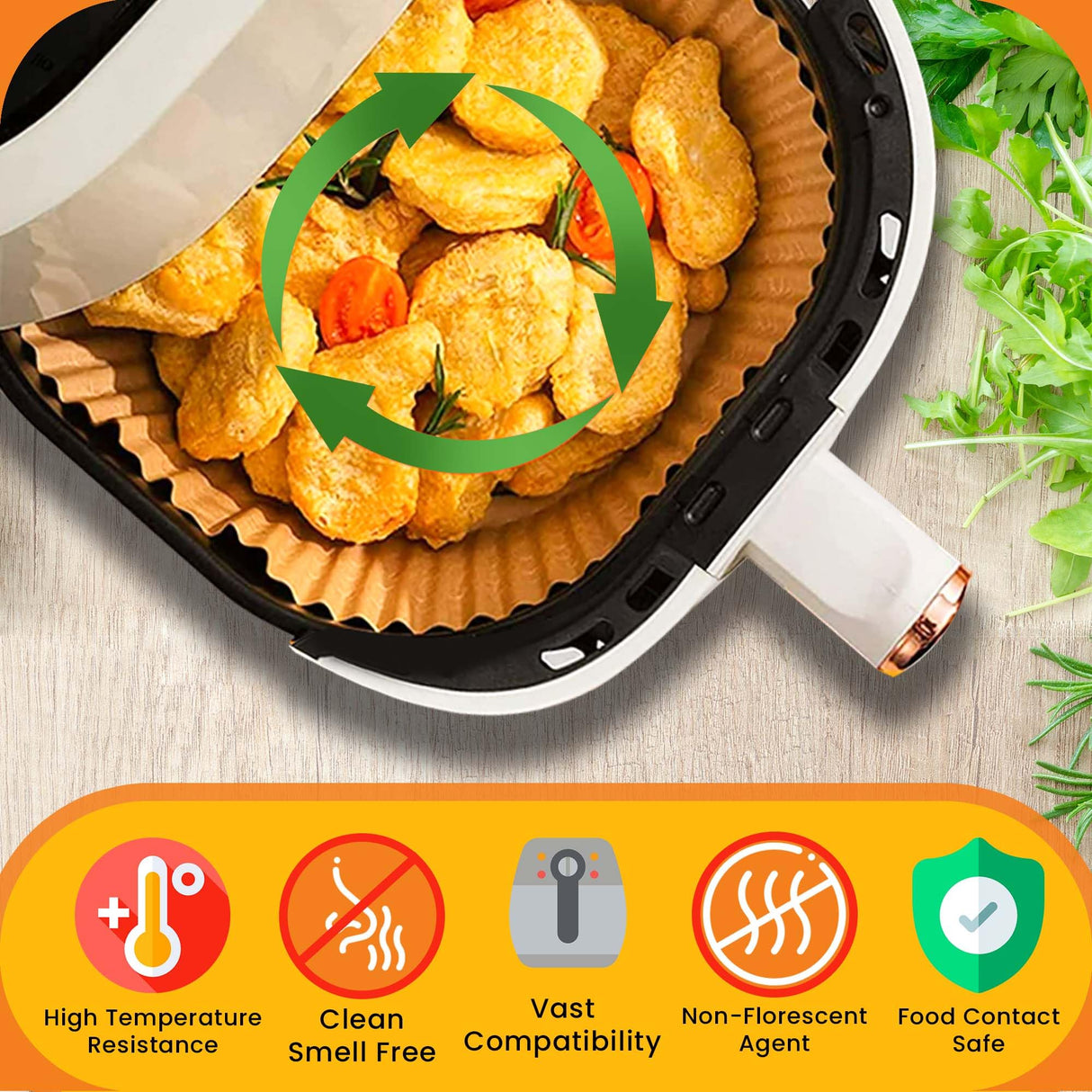 8-Inch Square 125pcs Air Fryer Paper Liners for Easy Cleanup - Non-Stick, Heat-Resistant, and Perfect Fit for Hassle-Free Cooking | Bleach-Free Parchment| (8 In/20cm) URBANAIR