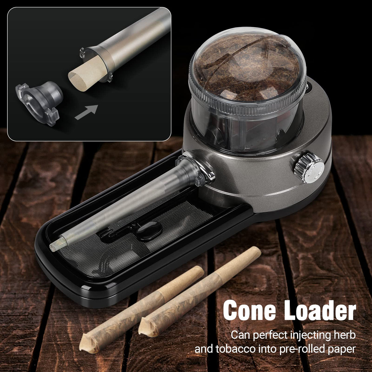 COOL KNIGHT Electric Cigarette Rolling Machine, Portable Tobacco Injector Machine can Grind Filled with Herb, Tobacco, etc. Suitable for Cigarette Tubes and Rolling Papers COOL KNIGHT