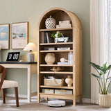 IFBUY 71" Tall Arched Bathroom Storage Cabinet, 7-Tier Modern Farmhouse Storage Cabinet with Adjustable Shelves, Wood Freestanding Cabinet for Bathroom, Living Room, Entryway, Hallway (Natural) IFBUY