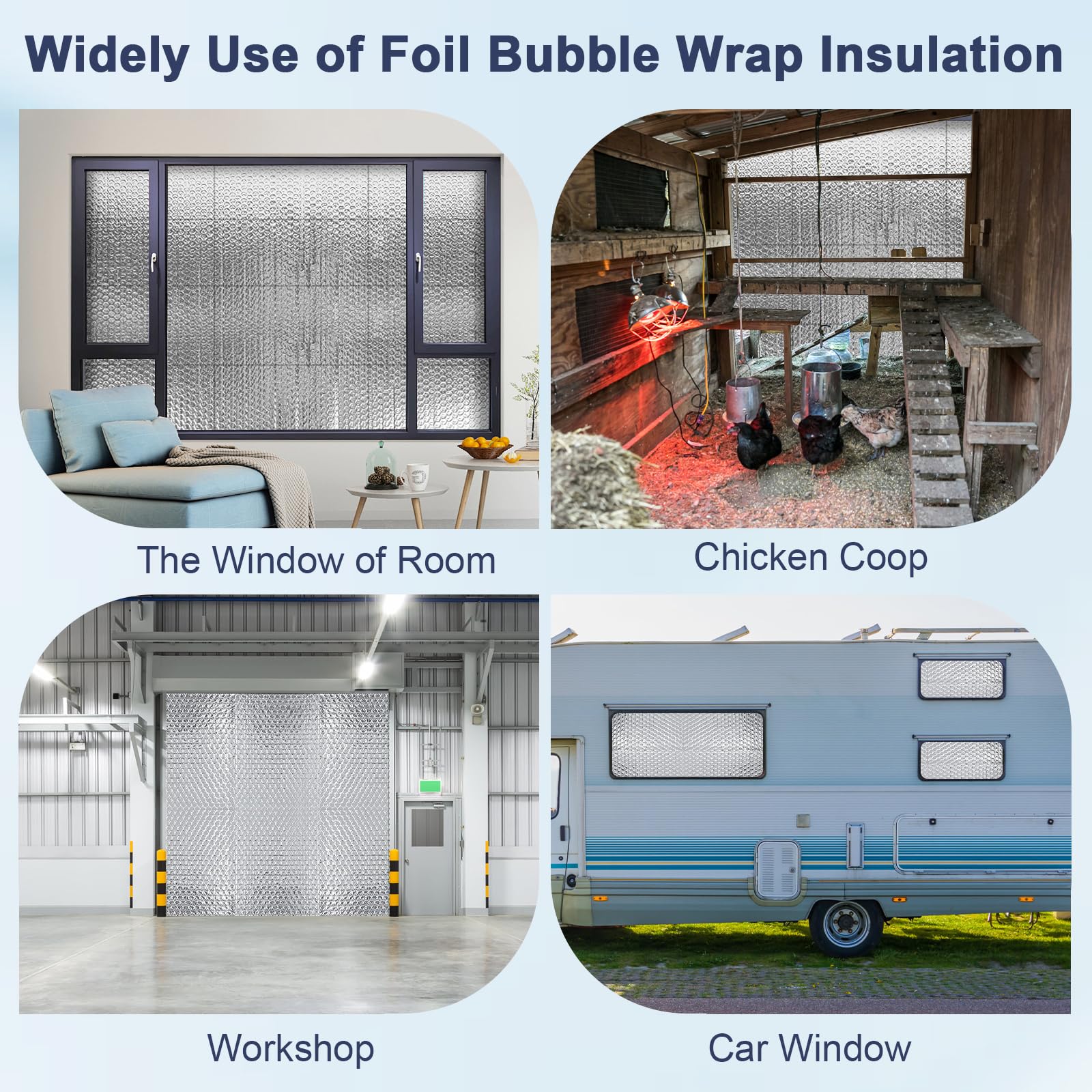 DGSL Double Reflective Bubble Foil Insulation Foam, 23.6 in X 10 FT Aluminum Foil Thermal Insulation Radiant Barrier for Window, Garage Door, RV, Roof - WoodArtSupply