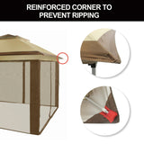 CROWN SHADES 11x11 Pop Up Gazebo, Patented One Push Outoor Canopy Tent with Wheeled STO-N-Go Cover Bag, Pop Up Canopy with Netting for Patio, Backyard (11x11, Beige & Coffee) CROWN SHADES