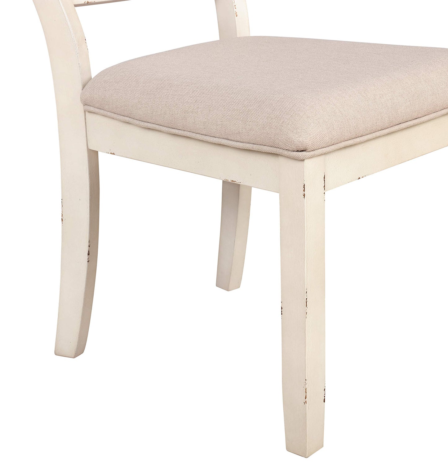 Roundhill Furniture Prato Wood Cross Back Upholstered Dining Chairs, Set of 2, Antique White - WoodArtSupply