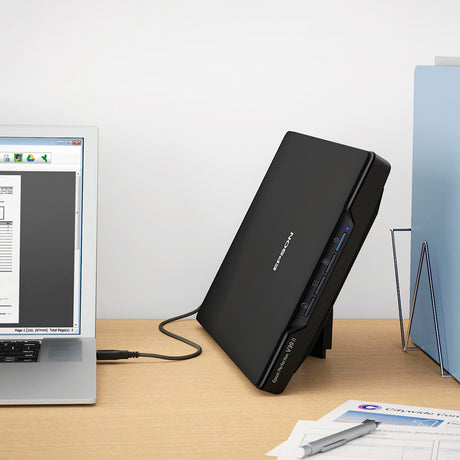 Epson - Perfection V39 II - Color Photo and Document Flatbed Scanner - 4800 dpi Optical Resolution - High-Rise, Removable Lid - Scan to Cloud - USB Power - Image Scanning - Black Epson