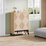 Tribesigns Shoe Cabinet with Doors, 6-Tier Entryway Shoe Storage Cabinet with Adjustable Shelves, Modern Wooden Shoe Organizer Cabinet for Living Room, Bedroom, Natural Tribesigns