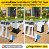 FMhotu 4x4 Post Base, 4Pcs Stainless Steel Post Anchor Bracket (Internal 3.5 x 3.5), Adjustable Post Base for Pavilion Deck Porch Handrail Railing Support Decorative Anchor Plate FMhotu