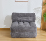 Folding Sofa Bed, Convertible Sleeper Chair Couch Bed Faux Rabbit Fur for Adults, with Back Support Floor Couch Comfy Floor Sofa for Living Room Bedroom, Dark Grey, Single Kisoy