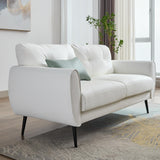 Sofa Couch 61" Small Loveseat Couches for Living Room White Leather Couch Mid Century Modern Tufted Mini Sofa Comfy Office 2 Seat Settee Love Seat Small Couches for Small Spaces Bedroom (2, White) TYBOATLE
