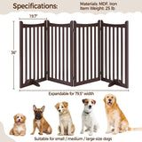 Yaheetech 36" H Extra Tall Freestanding Pet Gate 4-Panel Wooden Dog Fence with 2 Support Feet Folding Dog Gate for Indoor, Stairs, Doorway, Halls, Kitchen Wooden Pet Barrier Espresso, 79.5" L x 36" H Yaheetech
