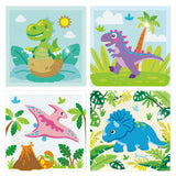 Cheerupp 4 Pcs Dinosaur Diamond Art Kits for Kids, Jungle Safari Animal DIY Creative Diamond Art Sticker Craft by Number for Adults Beginner, Full Round Drill Gem Art for Home Wall Decor Cheerupp