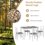 Tangkula Dining Table Set for 4, Farmhouse Solid Wood Dinette Set w/Rubber Wood Legs, Compact Wooden Dining Table and Chairs Set for Kitchen, Dining Room (Grey+White) Tangkula