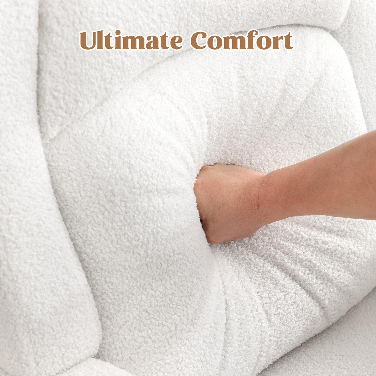 HCHAIRH Rocking Chair Nursery, Nursing Rocking Chairs for Mom Nursery, Comfy Wingback Glider Rocking Armchair with Foot Rest and Side Pocket for Nursery Living Room Bedroom, Teddy White HCHAIRH