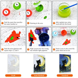 Fountor Cat Framed Paint by Numbers Kit for Adults Beginner & Kids Ages 8-12, Black Cat Paint by Number with Frame, Acrylic Moon Painting by Numbers Kit on Canvas 8x12 inch Fountor