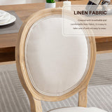 SoarTalent Upholstered Dining Chairs Set of 2 French Country Oval Fabric Back Kitchen Side Chair with Wood Legs for Dining Room, Kitchen, Restaurant(Beige-Fabric) SoarTalent
