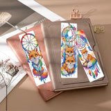 TDFERAN 4PCS Diamond Bookmarks Dreamcatcher Fox Diamond Painting Kits with Tassels Pendants DIY Rhinestones Paint Bookmark for Writers Readers Funny Bookmarks Colored Gem Animal Bookmark TDFERAN