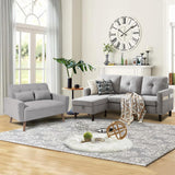 Pingliang Home 2 Piece Comfy Couch Set, 3 Seater & 2-Seater Sofa and Loveseat Set with Ottoman, Modern Sofa Sets for Living Room/Apartment/Office, Light Grey Pingliang Home