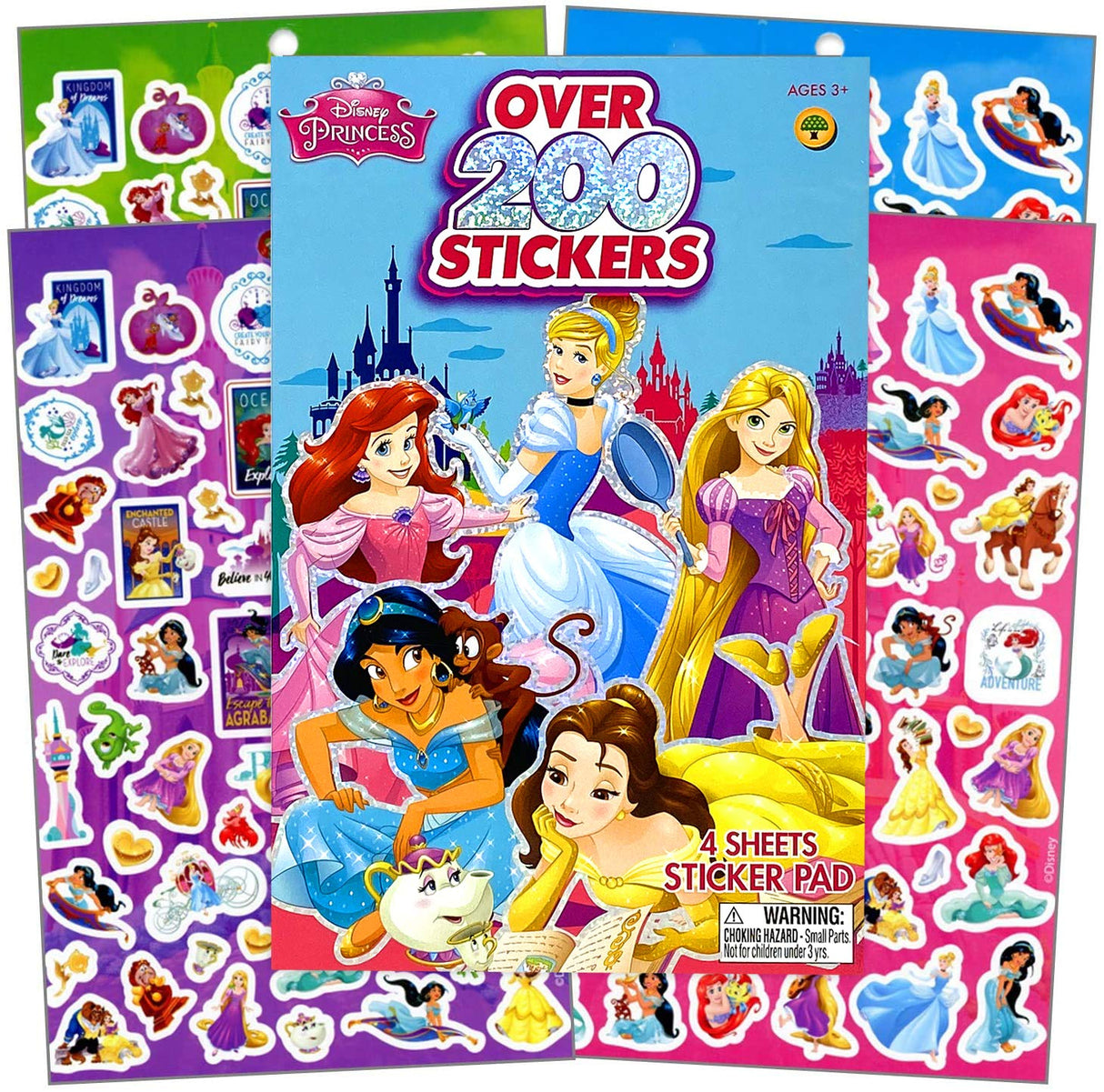 Disney Princess Series Sticker Book Over 200+ - Perfect for Gifts, Party Favor, Goodies, Reward, Scrapbooking, Stocking Stuffer, Children Craft, Classroom, School for Kids Girls, Boys, Toddlers Disney